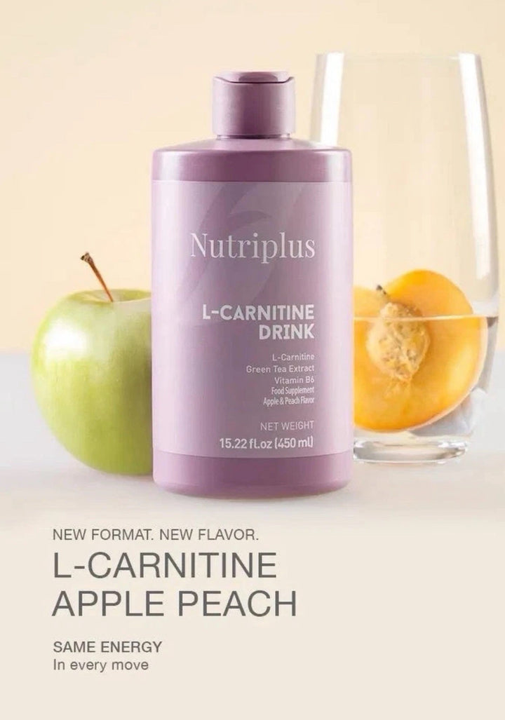 Nutriplus L-Carnitine Apple & Peach 450ml Gluten Free Lactose Free Green Tea