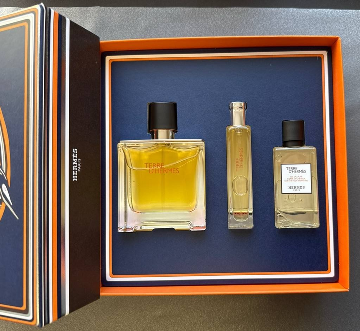 HERMES TERRE D'HERMES Pure Perfume 75ml + 15ml + Shower Gel 40ml GIFT SET