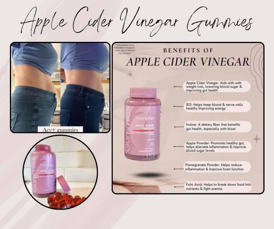 Nutriplus ACV Apple Cider Vinegar Gummies Vegan Weight Loss Gut Health