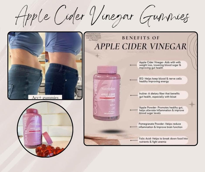 Nutriplus ACV Apple Cider Vinegar Gummies Vegan Weight Loss Gut Health
